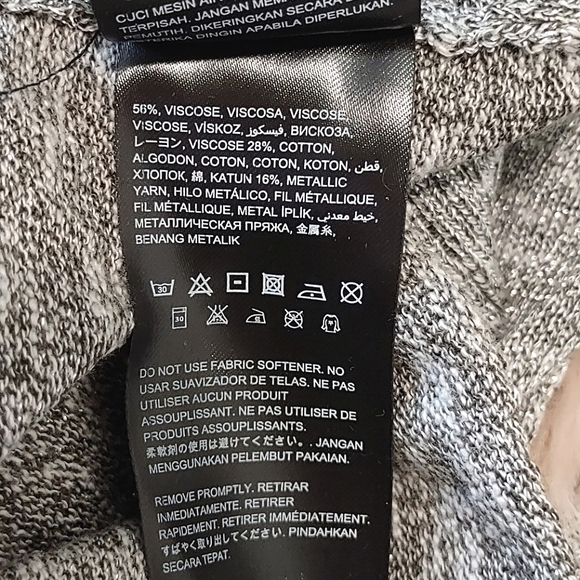 BeBe Cold Shoulder Sweater Silver Sparkle XS 3/4 Sleeve Decorated W ith Zippers - Picture 5 of 8